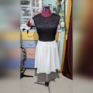 Black and white lace top dress